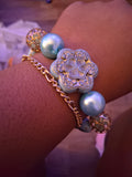 Blue Pearl & Filigree Flower Bracelet